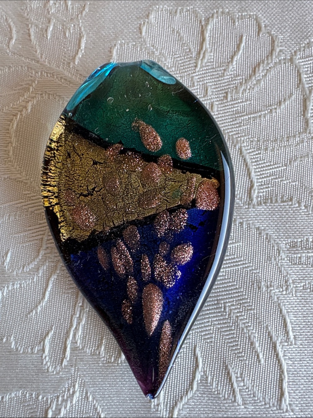 Handmade Multicolor Glass Art Teardrop Venetian Pendant
